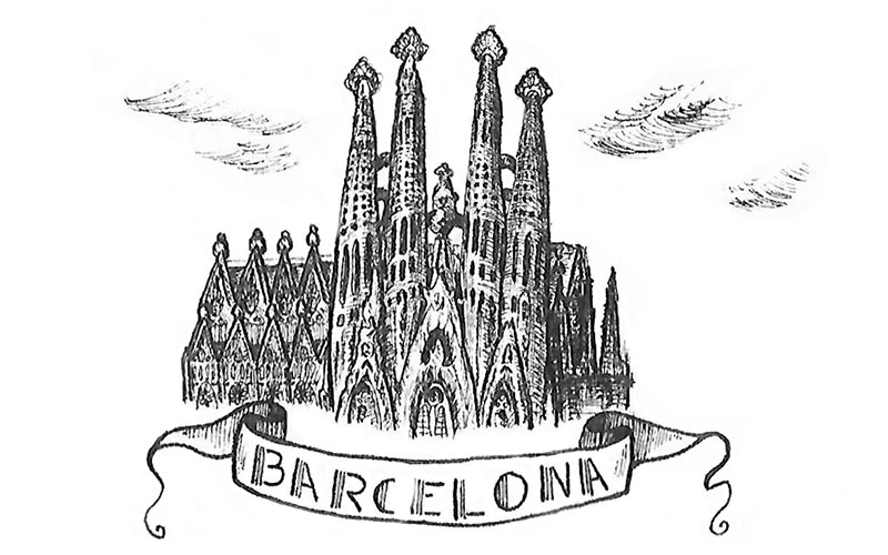 Ronnie Kommene drawing of La Sagrada Familia Barcelona